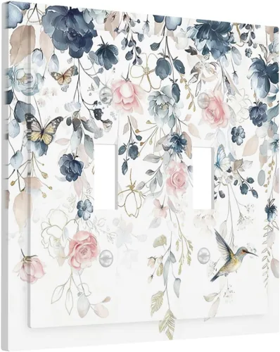 Miniatura 231 de Decorative Outlet Covers Blue Background White Cat Daisy Floral 2-Gang 1-Gang Wall Plate Single Toggle/Rocker Farmhouse Style Light Switch Covers