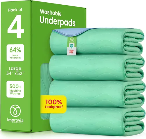 Miniatura 19 de IMPROVIA® Almohadillas lavables, almohadillas reutilizables de gran absorción para incontinencia para niños, adultos, ancianos y mascotas, Azul