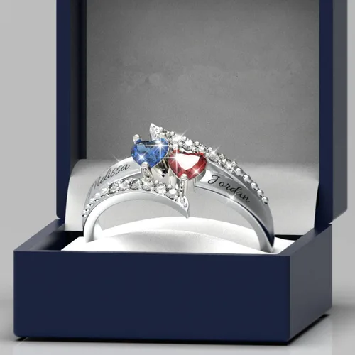 Miniatura 3 de Wendy Made Anillos de piedra natal para mujer, anillos personalizados para madre e hija para mamá, anillos con nombre personalizado para mejores
