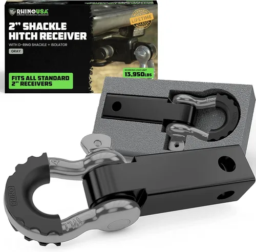 Miniatura 8 de Rhino USA Receptor de enganche de grillete (se adapta a receptores de 2 pulgadas). Los mejores accesorios de remolque para camiones, Jeep, Toyota