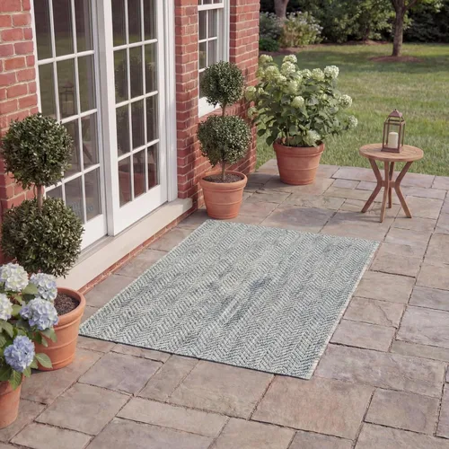 Miniatura 51 de SAFAVIEH Alfombra Lavable para Exteriores Colección Courtyard - Pasillo de 2'3" x 6'7", Azul Marino y Gris, No Desprende Pelusa y Fácil Limpieza