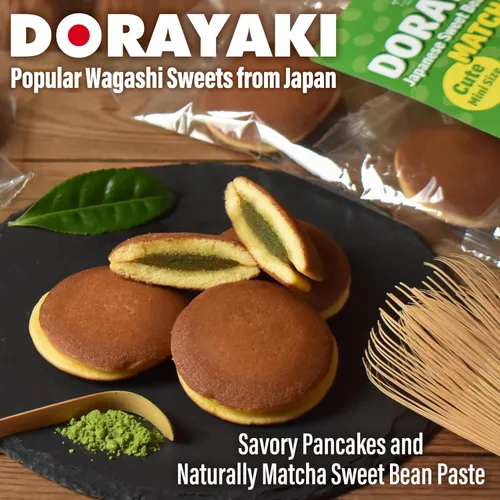 Miniatura 3 de YAMASAN KYOTO UJI Dorayaki japonés de Matcha con pasta dulce de frijol, dulces tradicionales japoneses Wagashi, tamaño mini lindo, caramelo