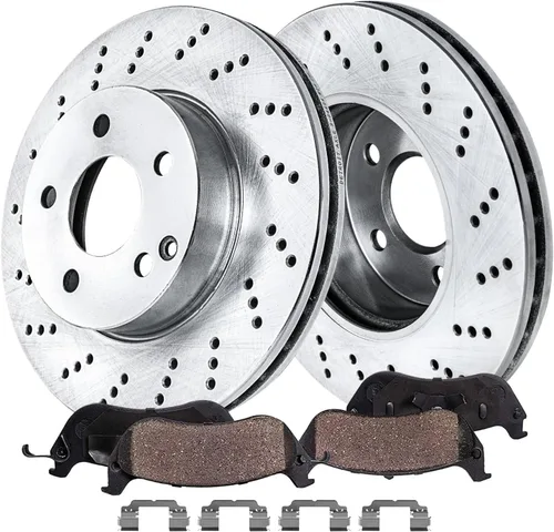 Miniatura 26 de Detroit Axle - Kit de freno delantero para Nissan Sentra 2020-2024 de 11.02 pulgadas, rotores de freno de disco perforados y ranurados, pastillas