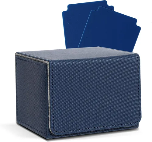 Miniatura 14 de MTG - Caja de cubierta con 2 divisores, caja de gran capacidad para más de 80 tarjetas de doble manga, funda de piel sintética compatible con Magic