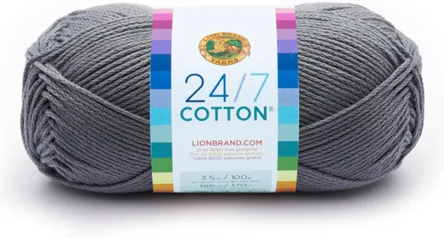 Miniatura 139 de Lion Brand Yarn, Hilo ligero mercerizado de algodón 24/7 para tejer, ganchillo y manualidades, Almirante, 1 paquete, 185 yardas de fibra natural