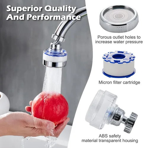 Miniatura 7 de Juego de 8 grifos de filtro de agua para fregadero, filtro giratorio de 360°, filtro de agua para fregadero de cocina, elimina fluoruro de cloro