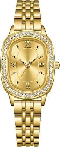 Reloj vintage para mujer, de lujo, ovalado, fácil de leer, reloj de pulsera de cuarzo, elegante, impermeable, correa ajustable con herramienta