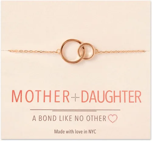 Miniatura 9 de A+O Regalos para mamá, regalo para madre e hija, collar de círculo entrelazado o pulsera