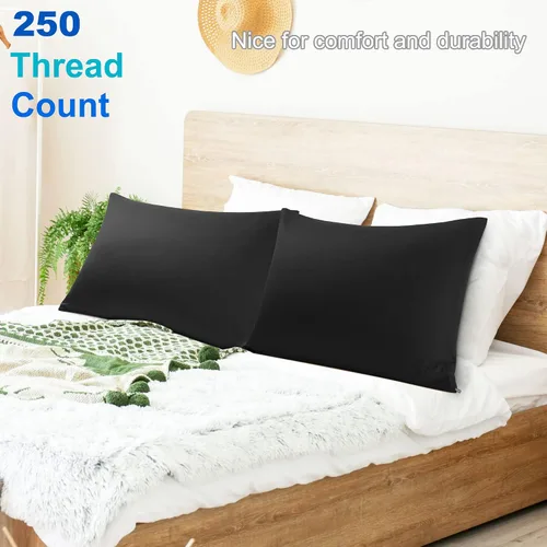 Miniatura 2 de uxcell Fundas de almohada tejidas de 100% algodón egipcio, fundas de almohada suaves y transpirables con cierre de cremallera, 2 fundas de almohada