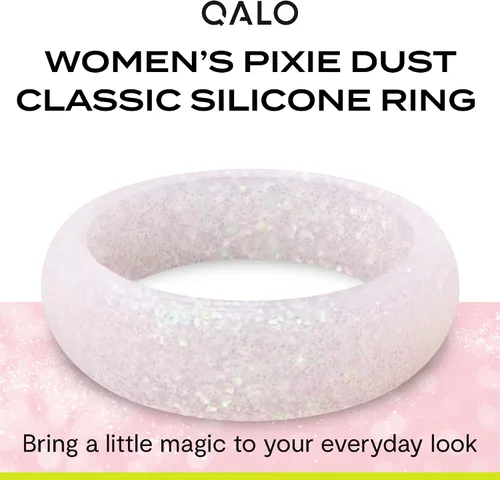 Miniatura 2 de QALO Anillo de silicona de goma para mujer, anillo de boda clásico de goma brillante, transpirable, anillo de silicona de compromiso duradero