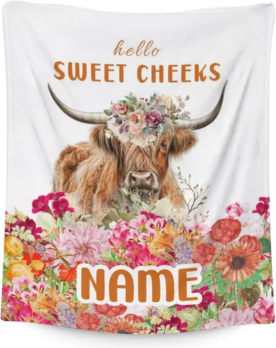 Miniatura 12 de Mercuryelf Highland Cow - Manta suave, mullida y cálida, 30 x 40 pulgadas, manta pequeña para regazo y cuna, color beige, bonito regalo para bebé
