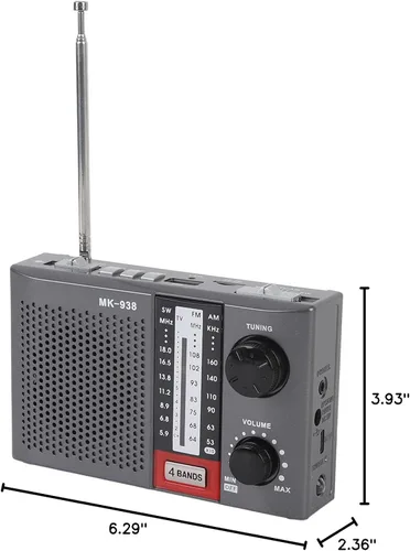 Miniatura 10 de Radio portátil AM FM para personas mayores, estéreo AM FM SW bandas completas Radio vintage con antena, perilla de sintonización grande, linterna