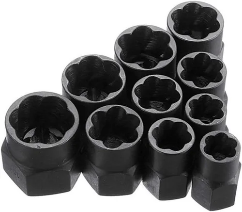 Miniatura 4 de Juego de 10 piezas de extractor de tornillos y tuercas de impacto, juego de extractor de tornillos y juego de herramientas extractoras de pernos