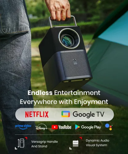 Miniatura 3 de TCL Proyector A1 GTV con licencia oficial de Netflix, proyector de película portátil para exteriores de 1080P, 360 lúmenes ISO, proyector WiFi RGB