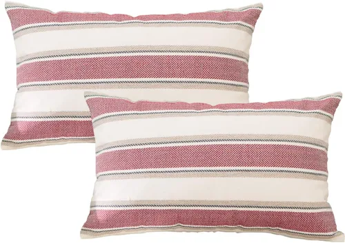 Miniatura 34 de Funda de cojín a rayas de lino suave tipo lino cuadrado decorativo con cremallera oculta para sofá, cama, sofá cama, sala de estar, 35,6 x 35,6 cm