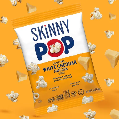 Miniatura 9 de SkinnyPop Palomitas de maíz, queso cheddar blanco, grano entero, aperitivo sin lácteos, bolsas de 1 oz (12 unidades)