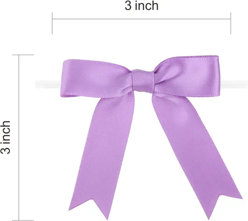 Miniatura 2 de Meseey 50 lazos de satén de 3 pulgadas, color morado uva, preatados, para bolsas de golosinas, cesta de envoltura de regalo, boda, baby shower