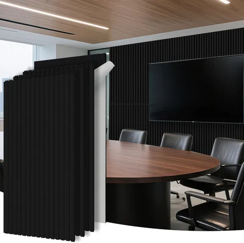 Miniatura 12 de WoveN SounD Slat Acousitc - Paneles de pared de 47.2 x 23.6 pulgadas, decoración de pared a prueba de sonido, diseño autoadhesivo con amortiguación