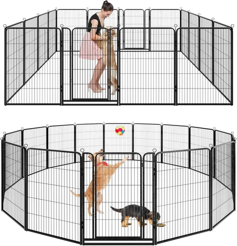 Miniatura 26 de Kfvigoho Corralito para perros para exteriores, extra ancho, 12 paneles de alta resistencia con revestimiento antioxidante, valla para perro