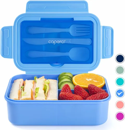 Miniatura 14 de Caperci Caja Bento Clásica para Almuerzo Adulto para Niños Mayores - Envase de Almuerzo de 47 oz con 3 Compartimentos Impermeable para Adultos