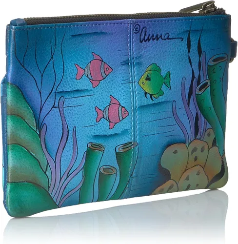 Miniatura 2 de Anna by Anuschka Cartera organizadora de pulsera de cuero genuino pintada a mano