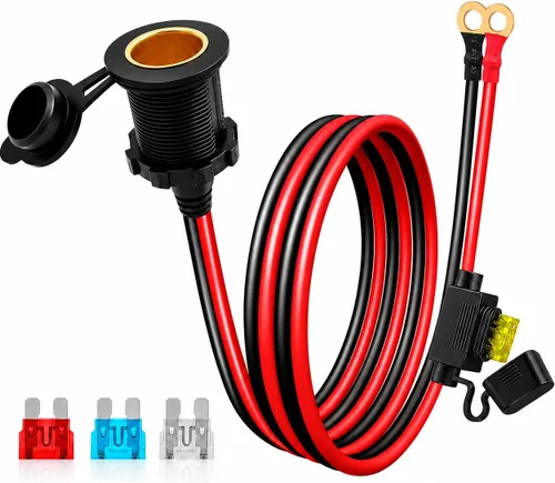 Miniatura 9 de Adaptador de encendedor de cigarrillos macho a terminal de anillo de batería de 2 pies, 12 V/24 V, enchufe de encendedor de cigarrillos resistente
