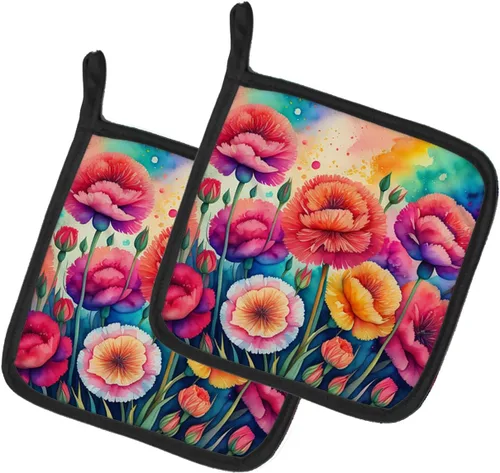 Miniatura 37 de Caroline's Treasures Juego de soportes para ollas de cocina coloridos de Asters, resistentes al calor, almohadillas calientes para cocinar, hornear