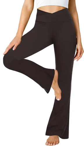 Miniatura 48 de ZOOSIXX Pantalones de yoga acampanados para mujer, leggings cruzados suaves con corte de bota