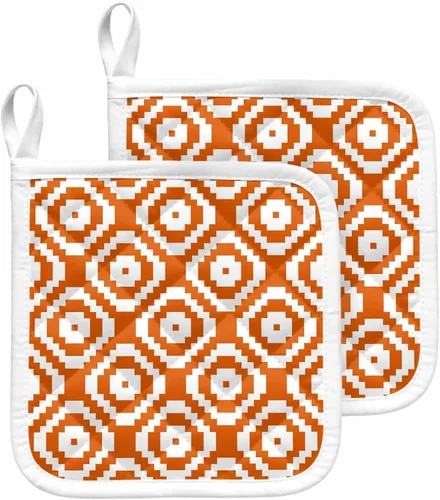 Miniatura 17 de Juego de 2 soportes para ollas de coral oceánico para cocina, platos para horno, almohadillas a prueba de calor con lazo para colgar, agarraderas