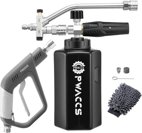 Miniatura 10 de PWACCS Pistola de lavado a presión con giro, pistola corta de lavadora eléctrica con conector rápido de 3/8 pulgadas, ajuste M22 de 14 mm/15 mm, 5
