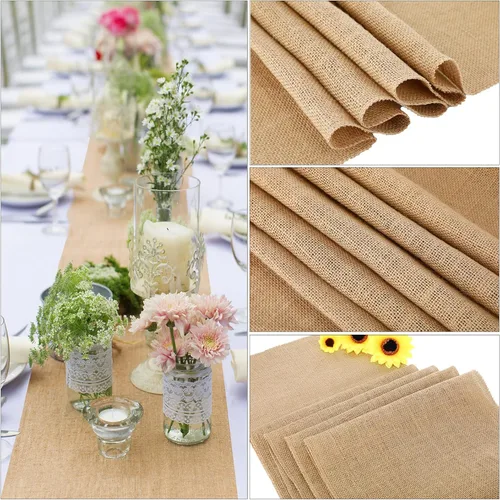 Miniatura 3 de Paquete de 12 caminos de mesa de arpillera de 12 x 71 pulgadas, camino de mesa rústico de yute a granel, decoración de boda, centros de mesa