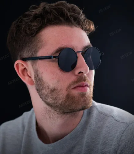 Miniatura 2 de AIEYEZO Gafas de sol redondas Steampunk Circle Lennon Gafas de sol góticas marco de metal 100% lente de bloqueo UV