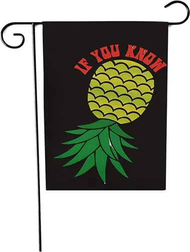 Miniatura 8 de Paquete de 4 banderas de piña al revés – Pancartas de lino de doble cara de 12 x 18 pulgadas con texto en inglés "IF YOU KNOW & PLAY WELL WITH