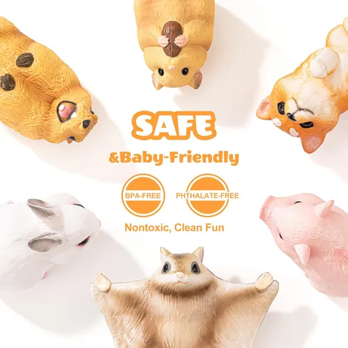 Miniatura 4 de 6 piezas de juguetes de animales para niños pequeños, juguetes sensoriales, lindas figuras de animales de granja, juguetes de mascotas de bolsillo