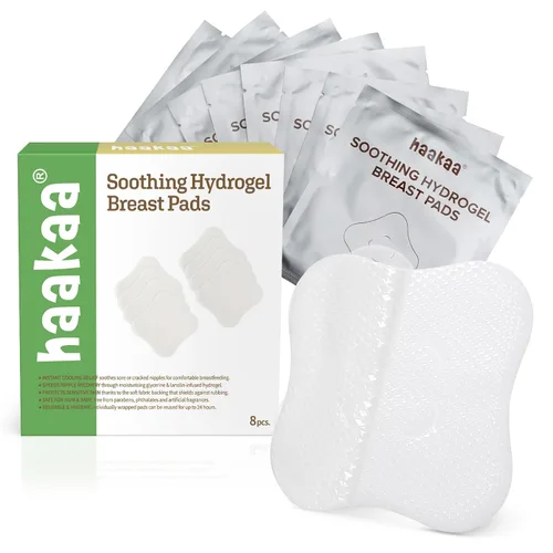 haakaa Almohadillas de hidrogel con lanolina, alivio instantáneo del dolor para pezones agrietados o doloridos por lactancia materna y bombeo,