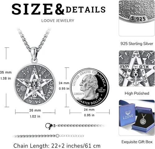 Miniatura 252 de Collar de pentagrama de plata de ley con triple luna, diosa celta, nudo celta, nudo de brujas, Ankh, sol y luna, Hécate, lilith, Santa Muerte