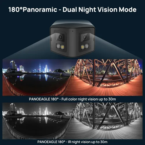 Miniatura 3 de PANOEAGLE Cámara de seguridad IP PoE de doble lente de 4 MP para exteriores con gran angular panorámico de 180°, visión nocturna a