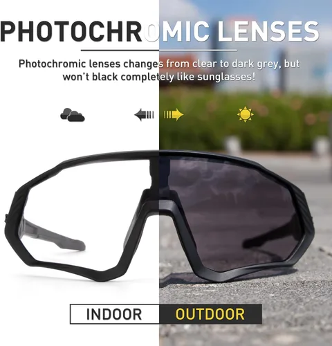 Miniatura 3 de KAPVOE Gafas de ciclismo fotocromáticas para hombres y mujeres, gafas de sol para bicicleta de montaña MTB, para bicicleta de montaña Clear - K9408