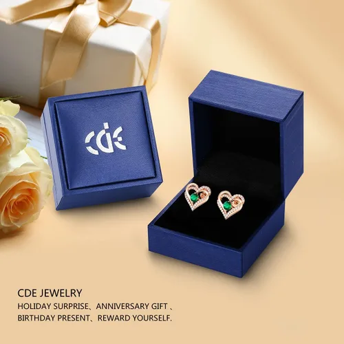 Miniatura 6 de Aretes CDE Forever Love Heart de plata de ley 925, chapados en oro rosa, con piedra de nacimiento de diciembre, circonita cúbica de calidad 5 A