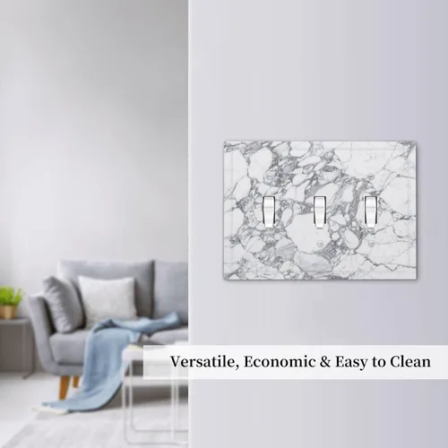Miniatura 402 de Cubiertas de placa de pared de 3 gang con interruptor de luz de triple palanca, en negro y dorado con esplendor de oro rosa, estampado floral