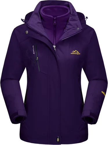 Miniatura 14 de MAGCOMSEN - Abrigos de invierno 3 en 1 para mujer, chaqueta de esquí impermeable, cortavientos, con forro polar, parka