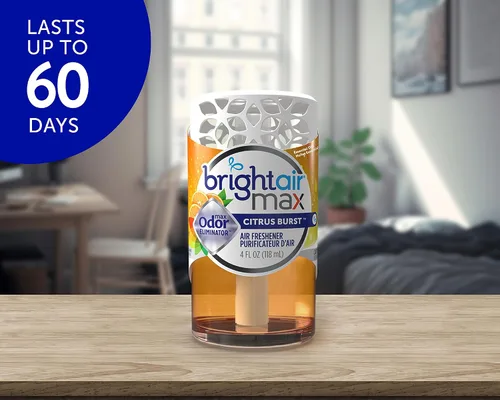 Miniatura 3 de Bright Air Ambientador eliminador de olores máximo de 4 onzas, para espacios de tamaño mediano, aroma cítrico explosivo, caja de 6, dura hasta 60