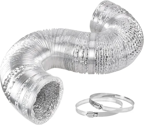 Miniatura 8 de YSSOA Manguera de ventilación para secadora, conducto flexible aislado de 4 pulgadas, 8 pies con 2 abrazaderas, protección resistente de cuatro