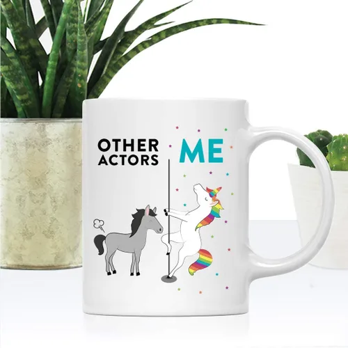 Miniatura 2 de Andaz Press Funny Quirky - Taza de té de café de cerámica de 11 onzas, regalo de agradecimiento, otros actores yo, unicornio de caballo, 1 paquete