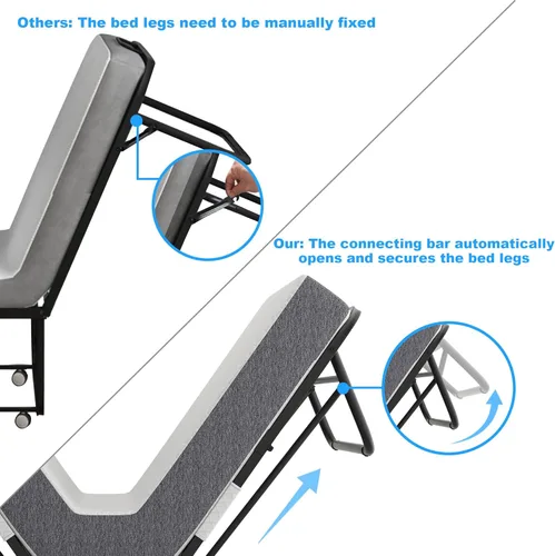Miniatura 5 de Espsilto Cama plegable de 75 x 46 pulgadas con colchón para adultos, cama enrollable de gran tamaño para invitados, colchón plegable portátil