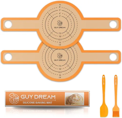 GUYDREMAT - Alfombrilla de silicona para horno holandés, 2 piezas, eslinga de pan antiadherente, alfombrilla reutilizable para hornear pan de 8.3