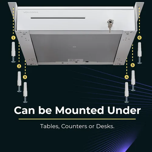 Miniatura 3 de Volcora Cash Drawer Under Counter Mounting Metal Bracket - Black Heavy Duty Steel Mounting Brackets for Under Desk Installation - Under Cabinet