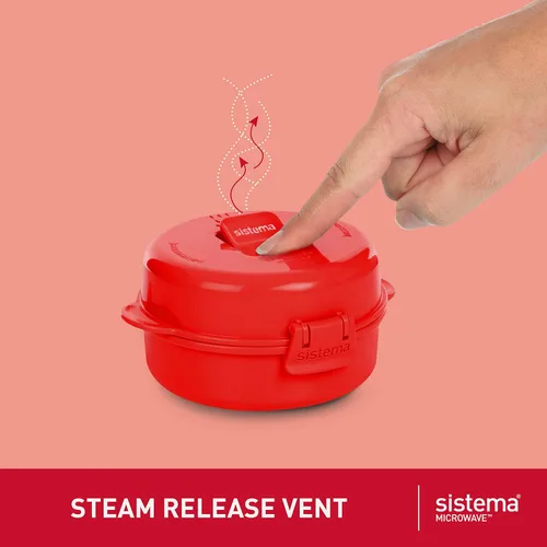 Miniatura 3 de Sistema 1117 Utensilio de cocina para cocinar huevos de manera fácil en el microondas, color rojo