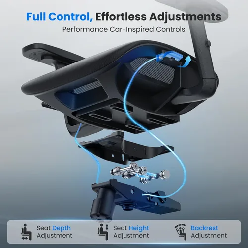 Miniatura 2 de OdinLake L1 Ergo Upgrade 518 - Silla de oficina ergonómica de malla gris – Grande y alta, 350 libras, soporte lumbar ajustable, profundidad
