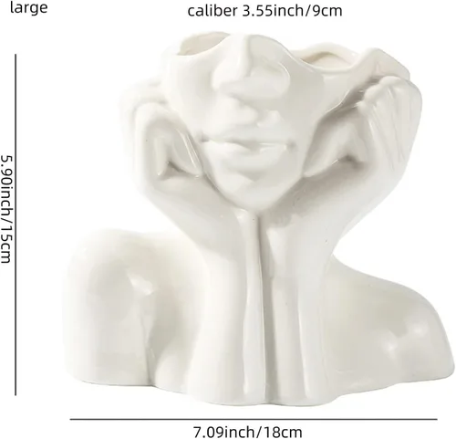 Miniatura 5 de Jarrón de cerámica con forma de mujer, ideal para decoración de estante, moderno florero para decoración de mesa, florero pequeño de granja